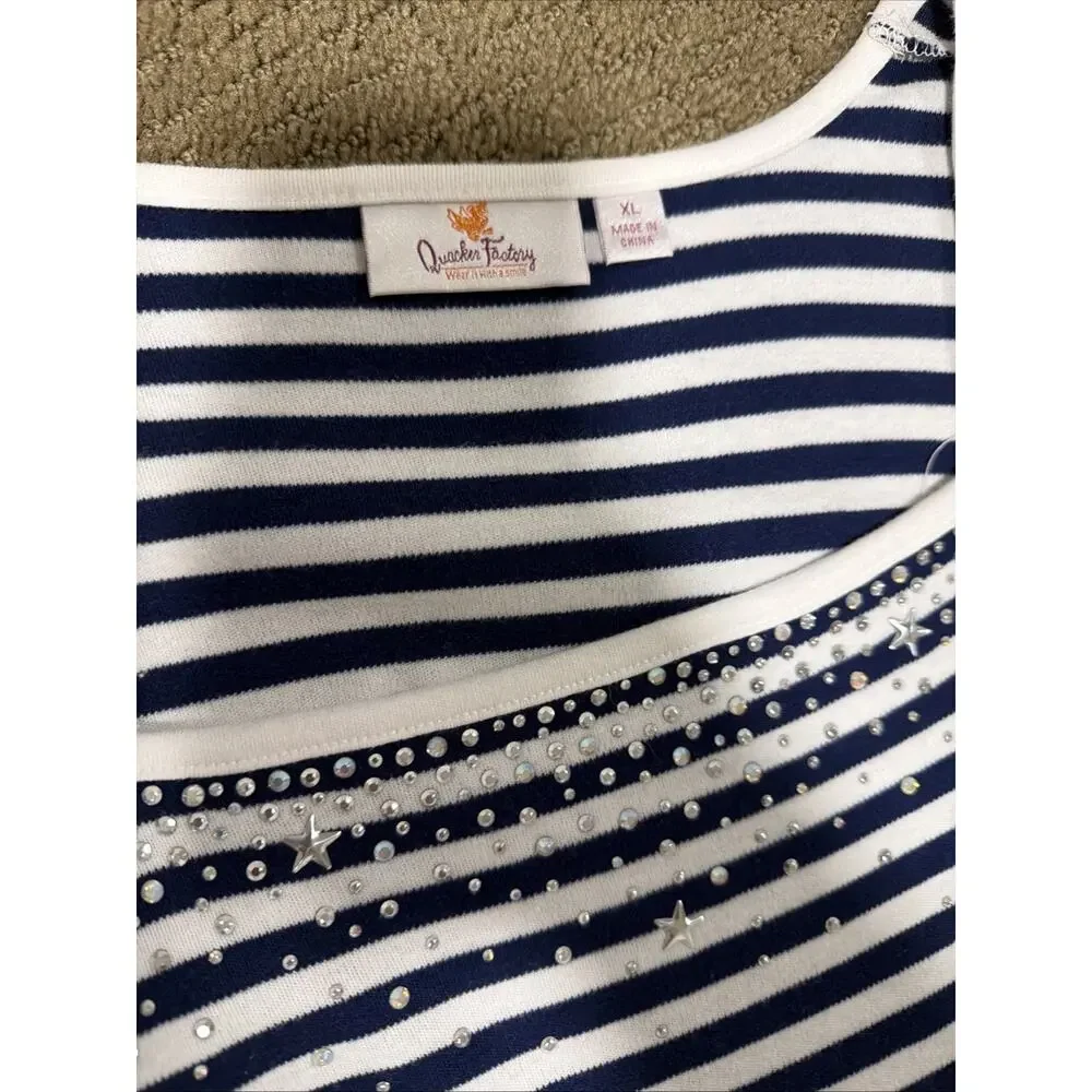 Quacker Factory Lot of 4 Women's XL Tops And Swim Cover Up Studded Nautical Star - Picture 8 of 15